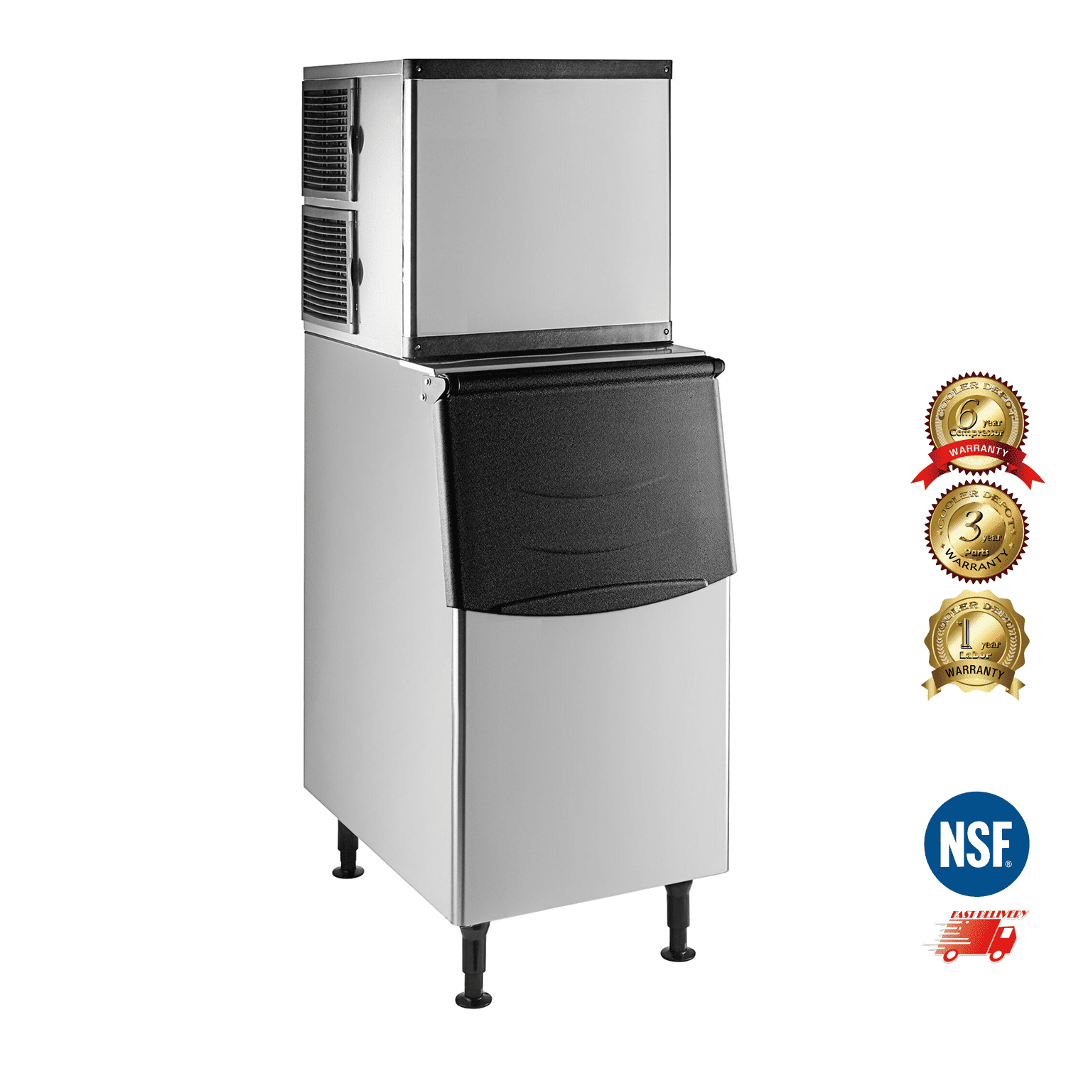 Commercial Ice Maker  350Lbs/24H, ETL, 275Lbs Storage, Ice Ready in 8-15 min, Stainless Steel Ice Maker for Bar/Cafe/Restaurant/Business
