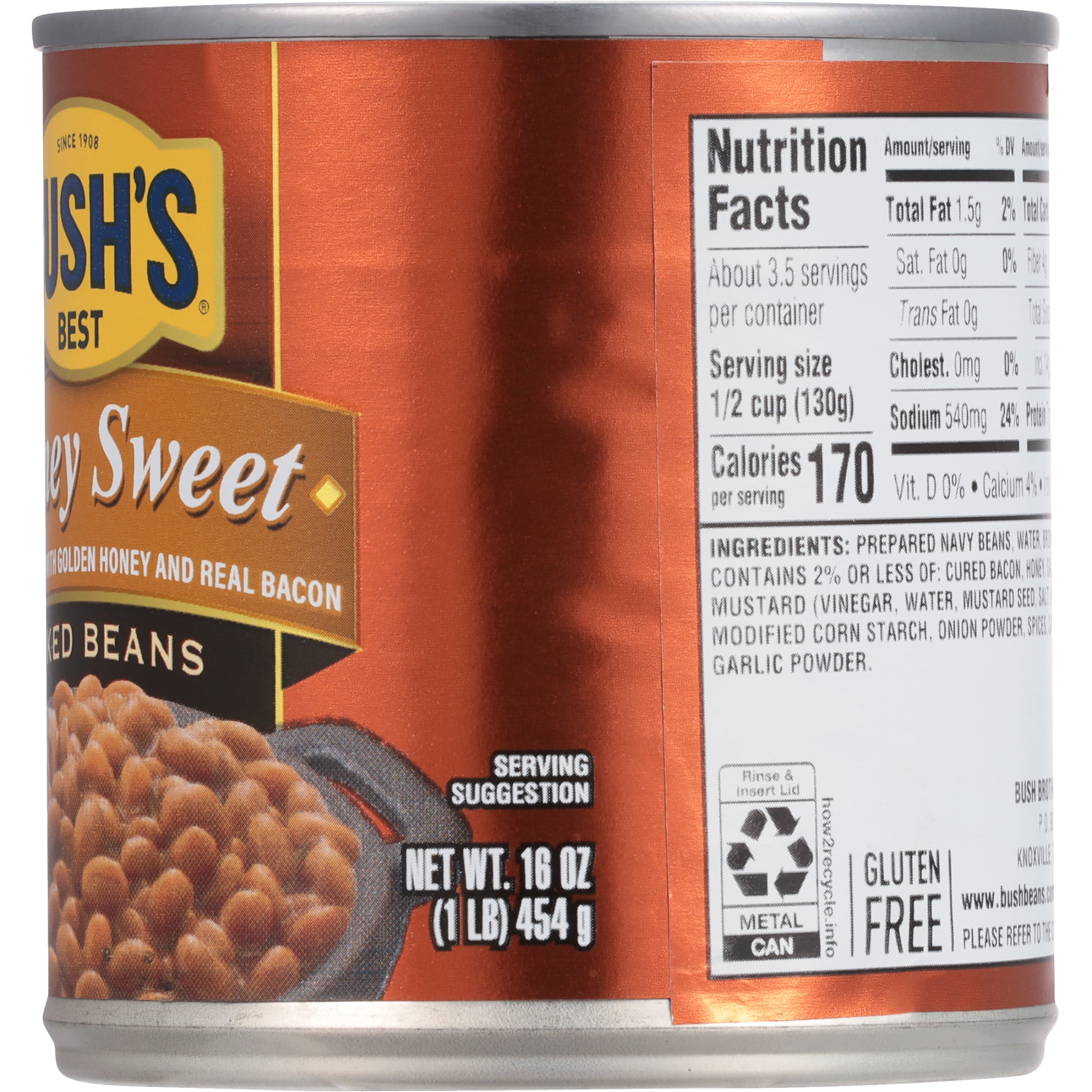 Bush's Honey Sweet Baked Beans, Canned Beans, 16 oz Can