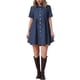 thumbnail image 2 of INSPIRE CHIC Vestido Mini de Mezclilla con Cuello y Botones de Manga Corta para Mujeres L Azul Profundo, 2 of 6