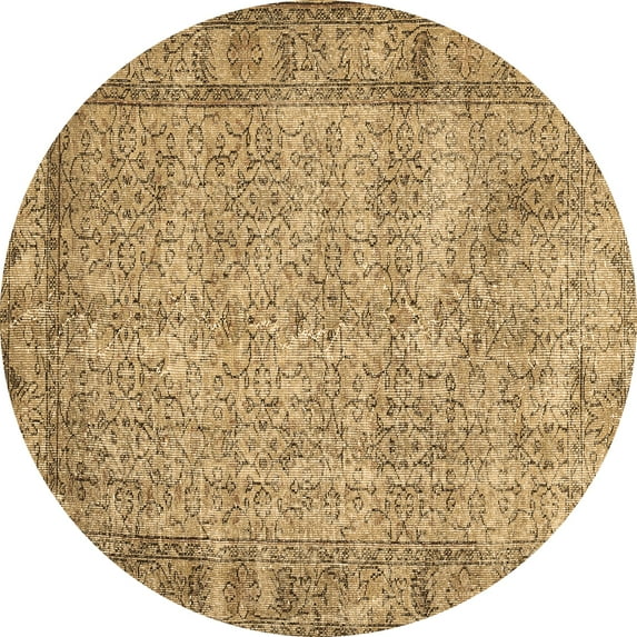 Ahgly Company Indoor Round Abstract Brown Contemporary Area Rugs, 4' Round