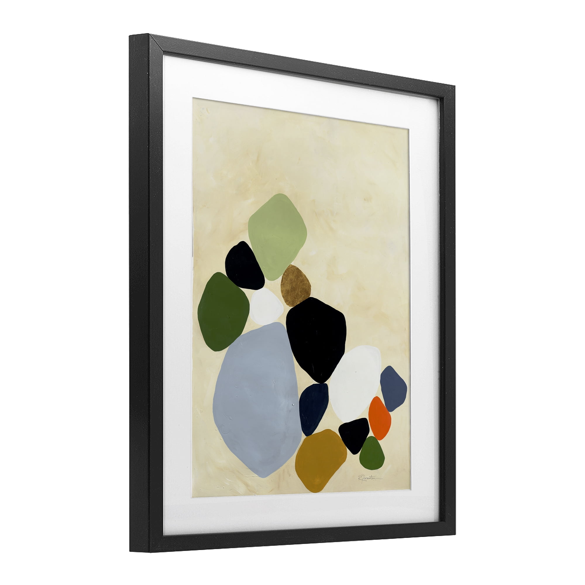 Stupell Industries Balanced Shapes Cluster Black Framed Print Under Glass, design by Ruth Fromstein