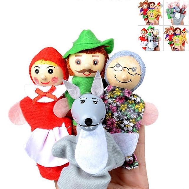 4 pieces of finger dolls Mermaid Little Red Riding Hood cartoon finger doll baby educational props