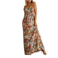 thumbnail image 1 of Robes d'Été pour Femmes Décontractées Bohèmes Imprimées à Bretelles à Lacets Longue Robe Dames Sans Manches Robes de Plage, 1 of 7