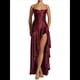 thumbnail image 2 of Vestido de Cóctel para Mujer, Ajustado, Informal, , con Escote en V, Sin Mangas, de Satén, con Volantes en el Bajo y Espalda Descubierta. Vino Tinto M, 2 of 10