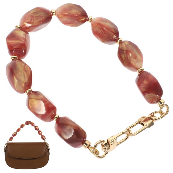 Beaded Bag Chain Handle Replacement for Handbags Purses Clutches with Resin Alloy Material Beige