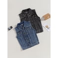 thumbnail image 2 of Kids Toddler Girls Boys Denim Vest Jacket Sleeveless Turn Down Collar Button Closure Jeans Vest Cual Waistcoat, 2 of 7