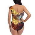 thumbnail image 5 of Sikiie Geometric American Bald Eagle Print Women One Piece Swimsuits Tummy Control One Shoulder Bathing Suits Ruffle Swimwear, From S to XXL-Small, 5 of 6