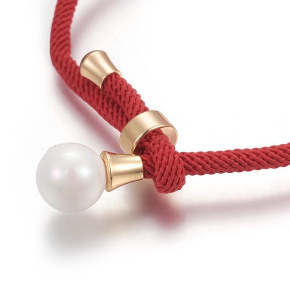 10 pc Cotton Cord Bracelets Red String Bracelets with Shell Pearl Beads and Brass Finding Long-Lasting Plated Real 24K golden Plated Red 9 inch(23cm)