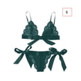 thumbnail image 1 of Conjunto de ropa interior de encaje floral encantador para mujer, regalo de lencería de bragas de malla, verde oscuro, S Inevent XX000194-05, 1 of 7