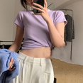 thumbnail image 2 of Womens Soft Fabric Basic O Neck T Shirt with Short Sleeves for Spring Summer, 2 of 5