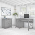 thumbnail image 2 of Pemberly Row Engineered Wood 54W Computer Desk w/ File Cabinet in Cape Cod Gray, 2 of 7