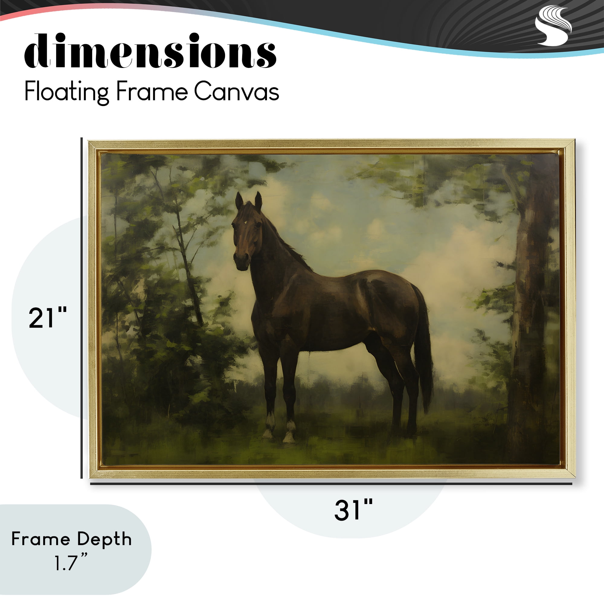 Stupell Industries Forest Horse Portrait Gold Framed Floater Canvas Wall Art, design by Petal Prints Design