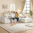 thumbnail image 3 of AENKYO 108" Chenille L-Shaped Sectional Sofa Set with 6 Pillows, Free-Combination Modular Couch for Living Room, Beige, Right-Facing Chaise, 3 of 8