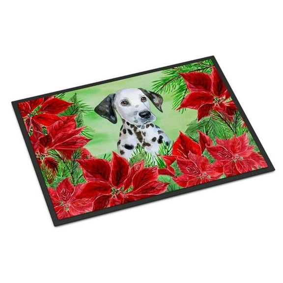 Dalmatian Puppy Poinsettas Indoor or Outdoor Mat, 24 x 36 in.