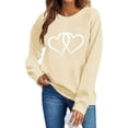thumbnail image 5 of Womens Valentine's Day Sweatshirt Oversized Heart Graphic Comfy Beige Crewneck Casual Top,Size XL, 5 of 6