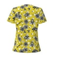 thumbnail image 3 of Goofa Honeybee Pattern Womens Deep V Neck Low Cut Tops Casual Summer Short Sleeve Ribbed Knit T-Shirts-Small, 3 of 5