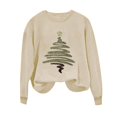 thumbnail image 5 of BXJX Women's Round Neck Christmas Print Sweatshirt- Winter Holiday Casual Loose Fit Christmas Pullover Tops Khaki Size XL, 5 of 8