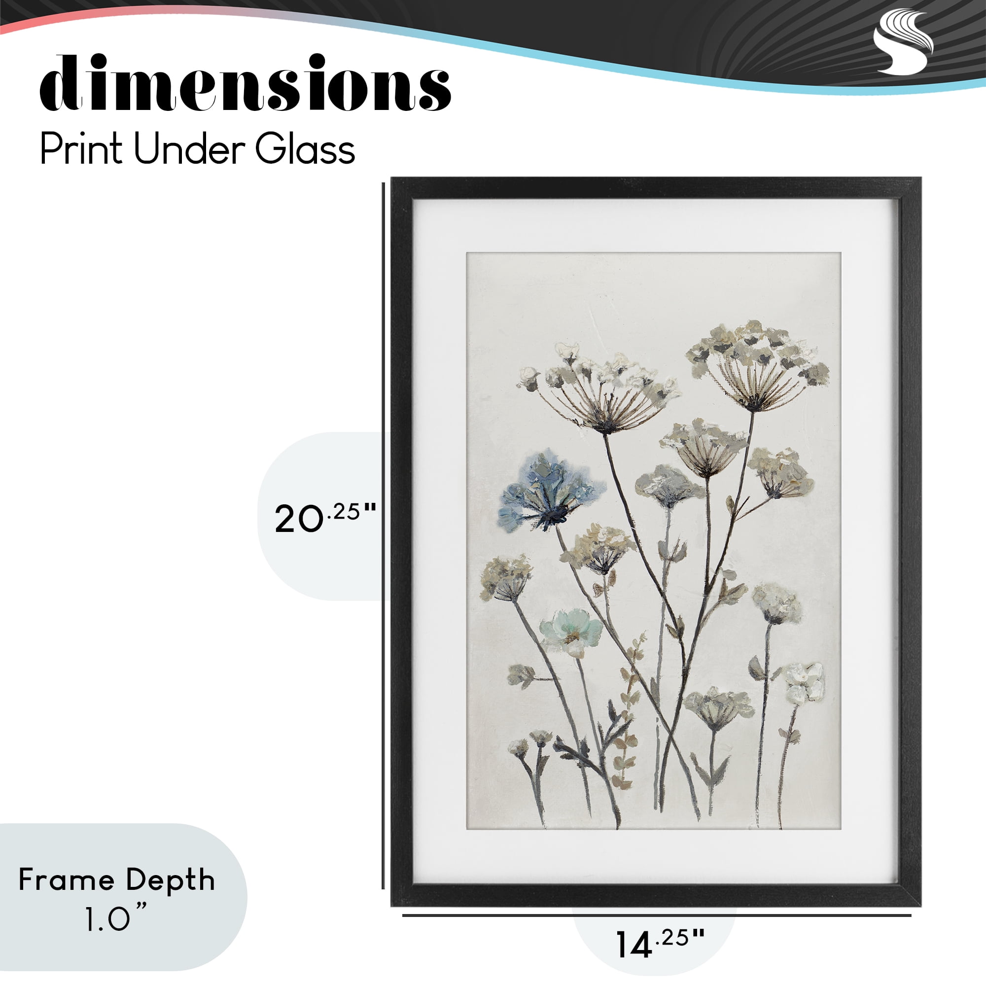 Stupell Industries Neutral Jardin Azul Black Framed Print Under Glass, design by Patricia Pinto