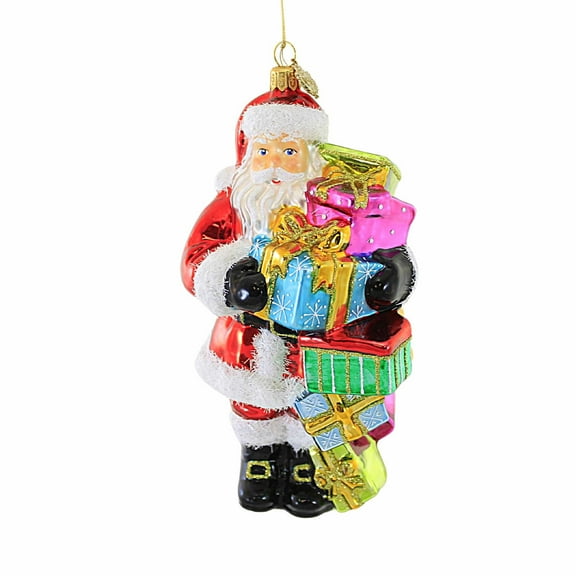 Huras Family 7.00In Dont Drop The Presents Santa, Glass, Ornament Gifts Christmas Hf444