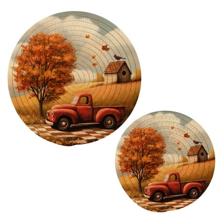 

Autumn Leaves Bird Pot Holders Set Trivets Hot Pads Cotton Mats for Cooking