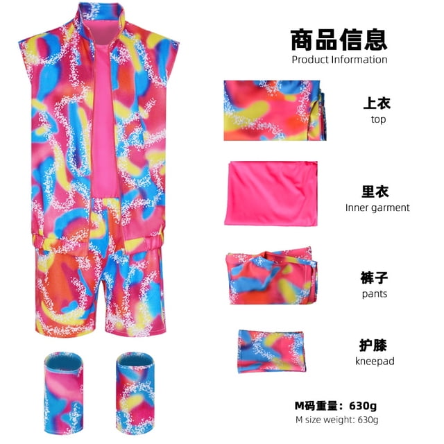 COOL 2023 Película Barbie Ken Cosplay Disfraz Rosa Vestido Collar Hombres Mujer Arena Fiesta Trajes De Baño Ropa De Playa Halloween Papel P