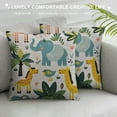 thumbnail image 3 of ONETECH Throw Pillow Covers Safari Animals with Cute Hippo Crocodile Lion Elephant and Giraffe Pillow Case Cushion Cover for Home Party, 3 of 5