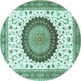 thumbnail image 1 of Ahgly Company Indoor Round Medallion Turquoise Blue Traditional Area Rugs, 8' Round, 1 of 4