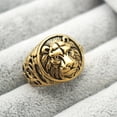 thumbnail image 1 of Anillo de acero inoxidable Salvador Dorado con Cabeza Tamaño 7 8 9 12 13, 1 of 6