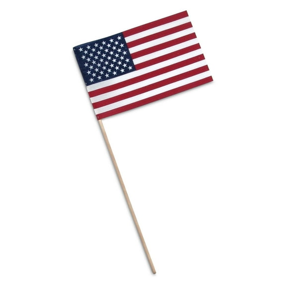 Super Tough American Flag | 0.67x1 FT Outdoor USA Flag | 24" Standard Wooden Stick & No Spear Tip | 8x12in Most Durable Cotton US Stick Flag | All-Weather Flags | 25 Pack