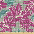 thumbnail image 2 of Ambesonne Garden Fabric by the Yard Upholstery, Lily Flowers Floral Plot, 10 Yards, Soft Pink Slate Blue, 2 of 5