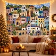 thumbnail image 3 of Densely Packed Mosaic with Village Town Built Upon, Mystical Fantasy for Space Lovers, Galaxy Room Decor, Mother'S Day Gift, Tapestry Wall Hanging for Bedroom and Dorm, 3 of 7