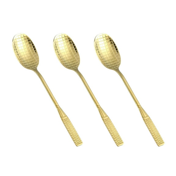 ELAYARD 3Pcs Golden Titanium Plated Coffee Spoons Ergonomic Kitchen Dessert Stirring Spoons
