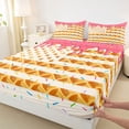 thumbnail image 4 of Erosebridal Waffle American Flag Queen Sheet Sets for Kids, Pink Ice Cream Drip Bed Set, 1 Flat Sheet, 1 Fitted Sheet and 2 Pillowcases, 4 of 5