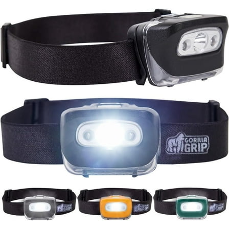 Ultra Bright 226 High Lumens LED Head Lamp 2 Pack, 7 Light Modes Water Resistant IPX4 Headlamp, Lightweight Adjustable Headband, Battery Powered Camping Forehead Flashlight Lamps, Black