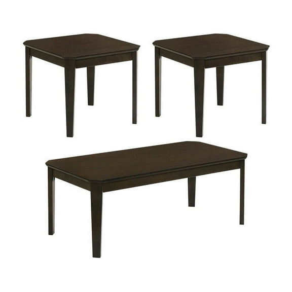 3-Piece Table Set - Dark Brown Coffee & End Tables - Traditional Design