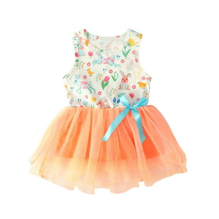 

Gwiyeopda Toddler Baby Girl Easter Outfit Sleeveless Bunny Tutu Dress Princess Party Dress Summer