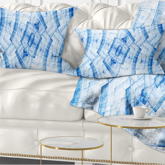 Designart 12" x 20" Blue Polyester Throw Pillow