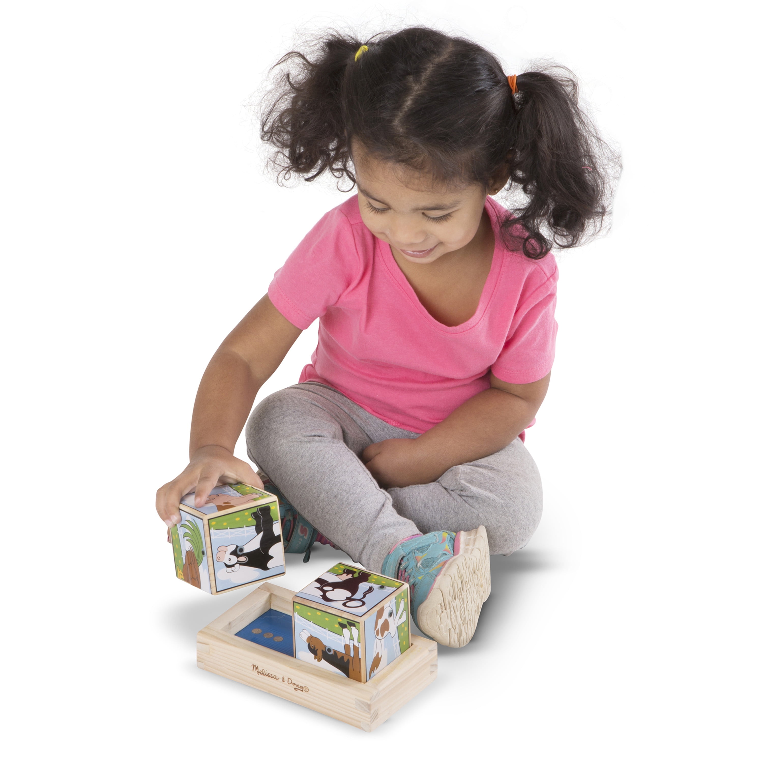 Melissa Doug Farm Sound Blocks 6 in 1 Puzzle With Wooden Tray