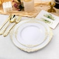 thumbnail image 4 of Bestluck 100 PCS White and Gold Plastic Plates for 50 Guests, Gold Disposable Plates Include 50 PCS Dinner Plates, 50 PCS Dessert Plates for Party, Wedding and Graduation, 4 of 7