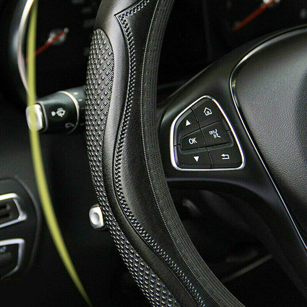 XUKEY Faux Leather Steering Wheel Cover, Black photo 5