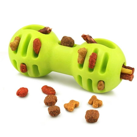 Bone Pet Toy - Pet Toys for Dogs by Fluffy Paws Pet Treat Toy Bone Shaped Rubber IQ Chewing Hollow FeedBall for Dog (Dental Treat and Bite Resistant) Non Toxic Strong Tooth Cleaning Training Chewing Playing - Green