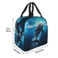 thumbnail image 2 of Yiaed Ice Blue Ocean Cute Dolphin Print Insulated Lunch Bag Reusable Cute Tote Lunch Box, Leakproof Cooler Lunch Bags for Work Office Travel School Picnic, 2 of 5