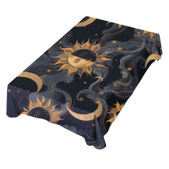 JSTEL Moon Sun Stars Witchy Alchemy Table Cloth Square 60 x 60 Inch Tablecloth Anti Wrinkle Table Cover for Dining Kitchen Parties