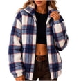 thumbnail image 2 of AnuYalue Women's Plaid Fleece Jacket Zip Up Stand Collar Coats Soft Long Sleeve Jackets Casual Winter Outerwear, 2 of 5
