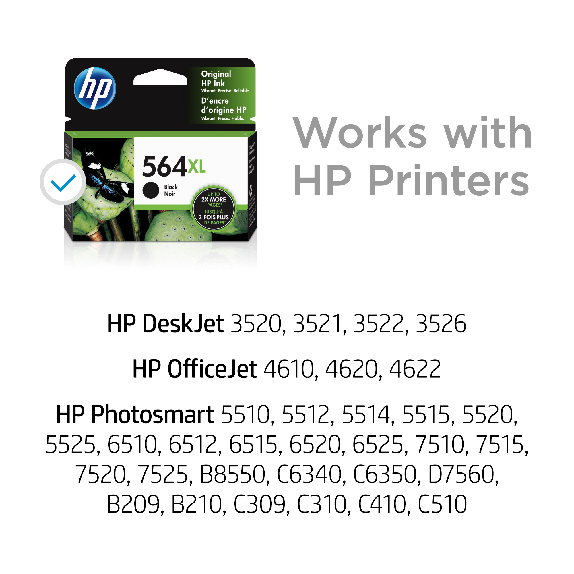 HP 564XL Black High Yield Original Ink Cartridge (CN684WN) - image 3 of 11