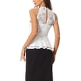 thumbnail image 3 of INSPIRE CHIC Lace Peplum Top for Women's Elegant Sweetheart Neck Sleeveless Tops L White, 3 of 6