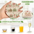 thumbnail image 2 of Yayeee 6 PCS Drink Coasters with Holder Set Woven Absorbent Round Tabletop Hot Pad, Red Christmas House, 2 of 7