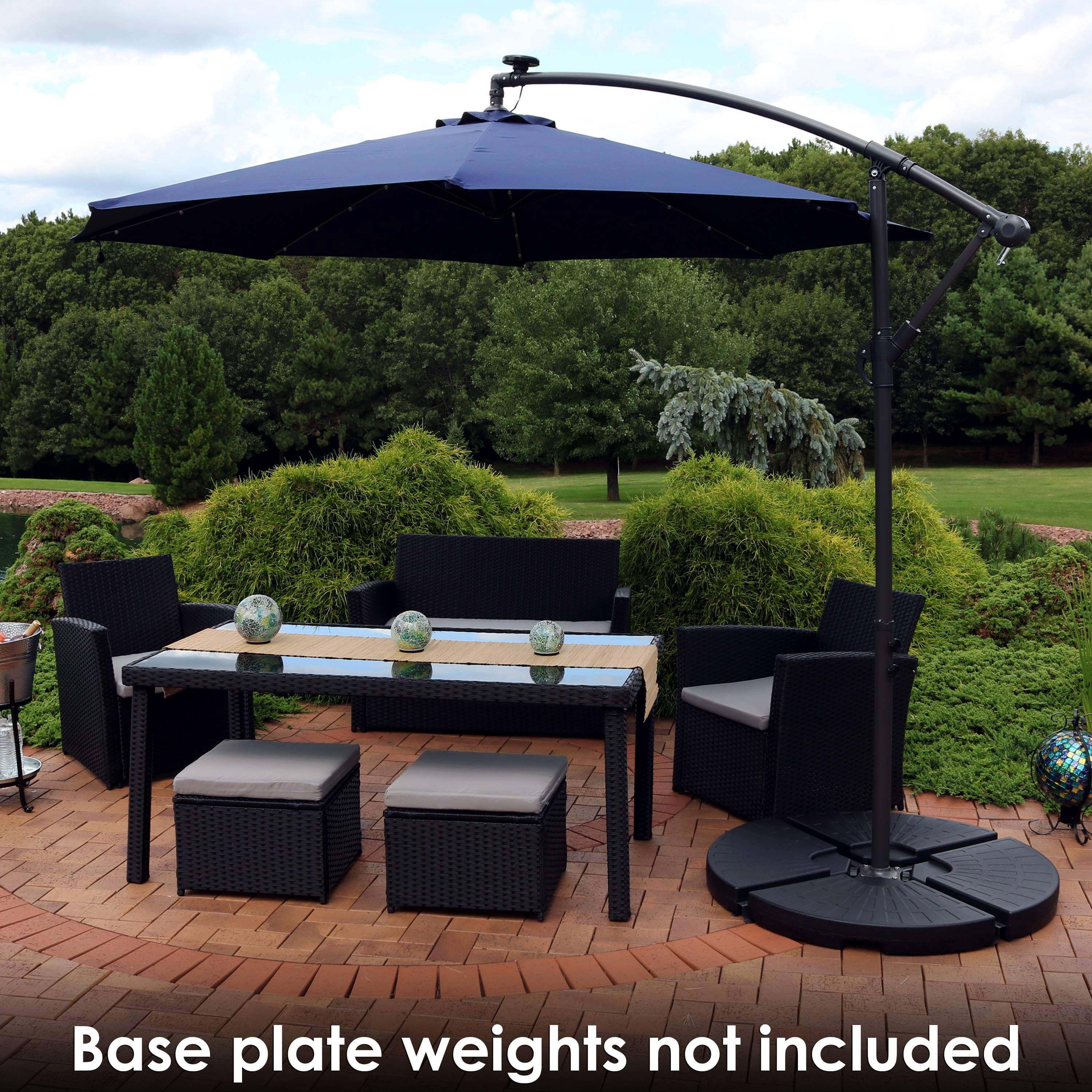Sunnydaze Navy Blue Outdoor 10 Foot Offset Solar Led Patio Umbrella With Crank Walmart Com Walmart Com