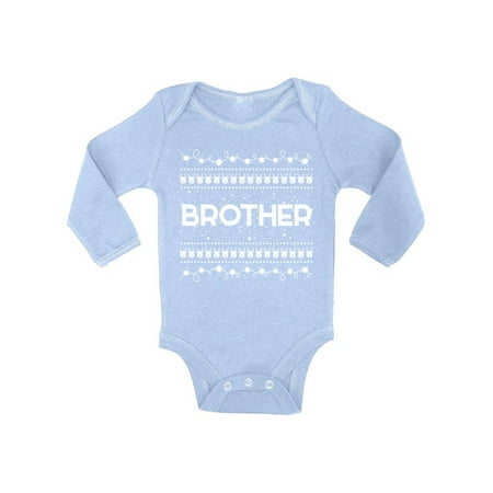 

Awkward Styles Ugly Christmas Baby Outfit Bodysuit Brother Xmas Pattern Baby Romper