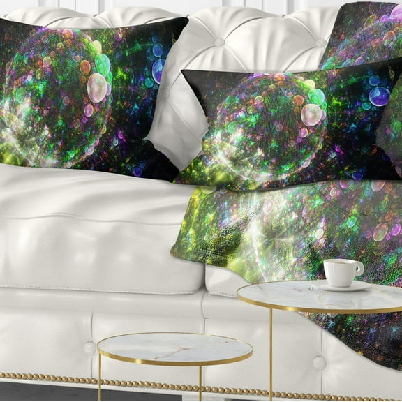Designart Multi Color Spherical Planet Bubbles - Abstract Throw Pillow - 12x20